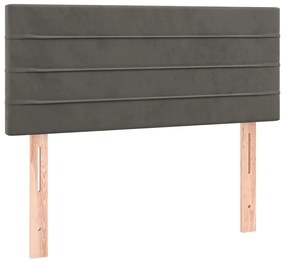 Cama box spring colchão LED 120x190cm couro artif. cinza-escuro