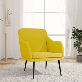 vidaXL Cadeira com apoio de braços 63x76x80 cm tecido amarelo-claro