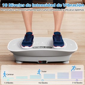 Plataforma vibratória muscular com 10 intensidades e controlo remoto para emagrecer, queimar calorias e tonificar os músculos - Cinzenta