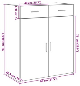 Aparador 80x42,5x93 cm derivados de madeira cinzento cimento