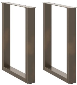 Pés para mesa de jantar em formato de U, 2 peças, aço natural, 70x(72-