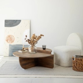 Conjunto de Mesas de Café Podium - Cor Nogueira - 90x30x60cm e 85x30x3