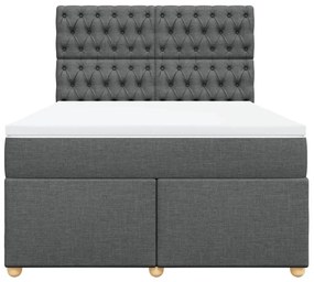 Cama com molas/colchão 160x200 cm tecido cinzento-escuro