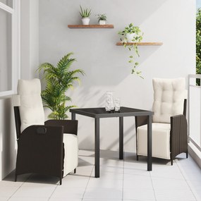vidaXL Conjunto de Jantar de Jardim 3 Peças Marrom Polivime
