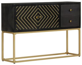 vidaXL Aparador 110x30x75cm madeira de mangueira maciça preto/ dourado