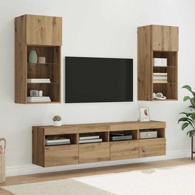 vidaXL Unidades de TV de Parede com LED 5 pcs Carvalho Artesanal