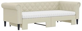 Sofá-cama com gavetão e colchões 90x200 cm artificial creme