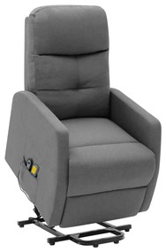 vidaXL Poltrona elevatória de massagens tecido cinzento-claro