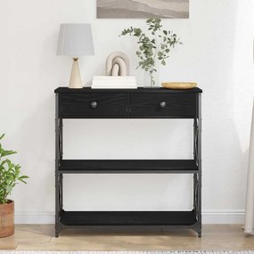 mesa de console vidaXL Preto Carvalho 75x28x75 cm Madeira de Engenhari