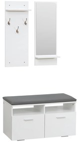 HOMCOM Móvel Cabide de Entrada com Espelho Ganchos e Sapateira para 8 Pares de Sapatos 80x36x47 cm 30x11,5x80 cm Branco