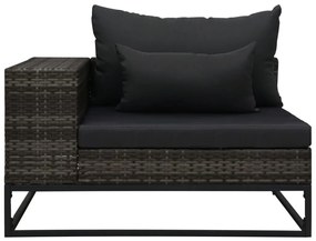 5 pcs conjunto sofás de jardim c/ almofadões vime PE cinzento