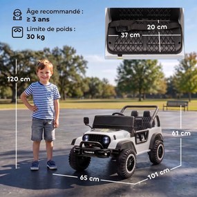 Carro Elétrico para Crianças 3 a 6 anos, 101 x 65 x 61 cm, Comando à Distância