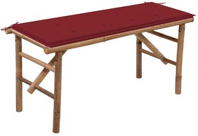 vidaXL Banco de jardim dobrável com almofadão 118 cm bambu