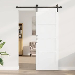 Porta Deslizante vidaXL com Conjunto de Ferragens Branca 78x211 cm Mad