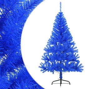 Meia árvore de Natal artificial com suporte 150 cm PVC azul