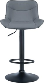 Banco alto em couro sintético com estrutura preta 85-106 x 49 x 51 cm cinzento
