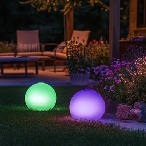 Candeeiro de exterior branco 30 cm com LED IP44 solar RGBW - Ludger