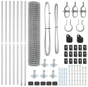 Cerca Euro com 7 Postes Flangeados 1.6x10 m Aço Galvanizado