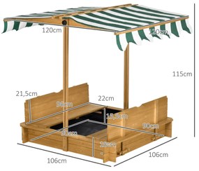 Caixa de Areia para Crianças de Madeira Caixa de Areia Infantil com To