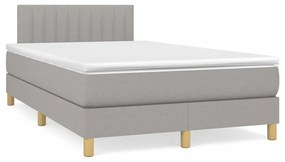 vidaXL Cama box spring c/ colchão e LED 120x190 cm tecido cinza-claro