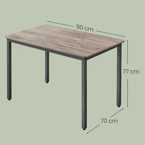 Mesa de jantar 70 x 110 x 77 cm (CADEIRAS NÃO INCLUIDAS) cinza mesclado-preto