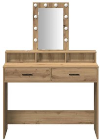 Mesa de Maquiagem com Luzes LED Carvalho Artesanal 100x41x140 cm