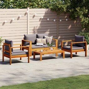 vidaXL 4 pcs conjunto de sofás de jardim com almofadões acácia maciça