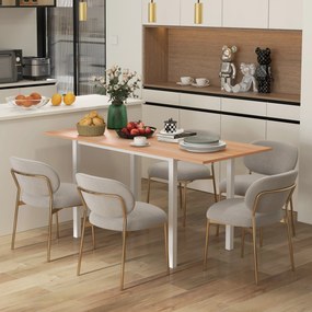 Mesa de jantar extensível, mesa de cozinha de design moderno com tampo grande para 6 pessoas e estrutura em aço castanho (CADEIRAS NÃO INCLUÍDAS)