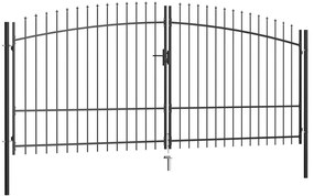 Portão de cerca com porta dupla e topo em lanças 400x225 cm