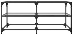 Mesa de centro c/ topo em vidro transparente 98,5x50x45 cm aço