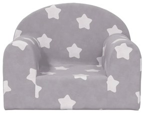 Sofá infantil c/ estrelas pelúcia macia cinzento-claro