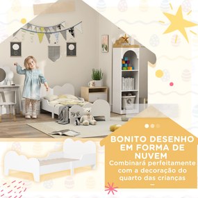 Cama para Crianças 143,5x74,5x56 cm (COLCHÃO NÃO INCLUIDO) Estrutura de Cama Infantil com Desenho de Núvem e Barreira de Segurança Branco
