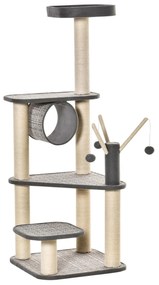 PawHut Arranhador Gatos Grande Torre Escalar Múltiplas Plataformas Cama Superior Túnel Confortável 49x49x130 cm | Aosom Portugal