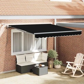 vidaXL Toldo Retrátil Automático com LED Preto 300x250 cm