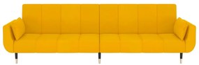 Sofá-cama 2 lugares com duas almofadas veludo amarelo