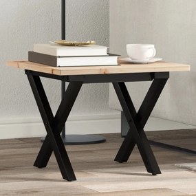 Mesa de centro estrutura em X 50x50x35 cm pinho e aço