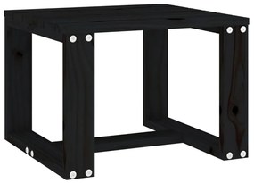 Espreguiçadeiras 2 pcs com mesa preto madeira de pinho maciça