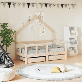 vidaXL Estrutura de cama infantil c/ gavetas 70x140 cm pinho maciço