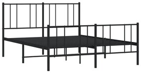 Estrutura de cama com cabeceira e pés 140x200 cm metal preto