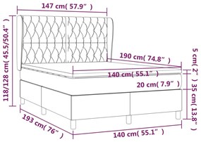 Cama com molas/colchão 140x190 cm tecido cinzento-claro