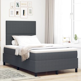 vidaXL Cama Box com Colchão e LED Cinza Escuro 120x200 cm em Tecido Corduroy