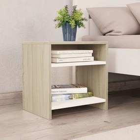 vidaXL Mesa de cabeceira 40x30x40 cm contrap. branco e carvalho sonoma