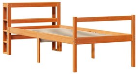 Estrutura cama c/ cabeceira 75x190 cm pinho maciço castanho-mel