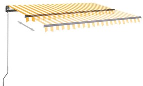 Toldo automático LED e sensor de vento 3x2,5 m amarelo/branco