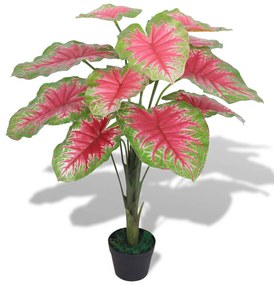 244436 vidaXL Planta caládio artificial com vaso 85 cm verde e vermelho
