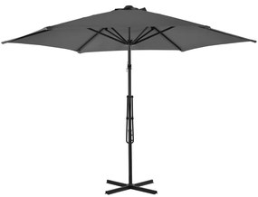 Guarda-sol de exterior com poste de aço 300 cm antracite