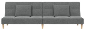 Sofá-cama 2 lugares com duas almofadas tecido cinzento-escuro