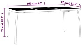 7 pcs conjunto de jantar para jardim aço antracite