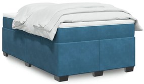 Cama boxspring com colchão 120x190 cm veludo azul-escuro