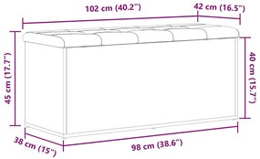 Banco de Armazenamento vidaXL Carvalho Preto 100x40x45 cm Madeira Reco